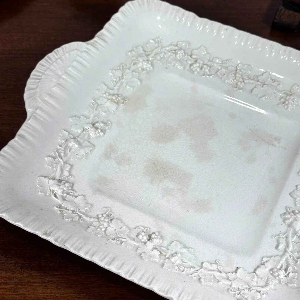 Vintage Wedgwood Queens Ware Cream Square Serving Platter Tray Cake Plate Toasty